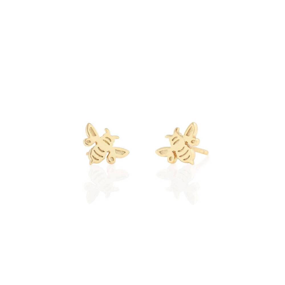NEW KRIS NATIONS women's bumble bee stud earrings in 18k gold vermeil
